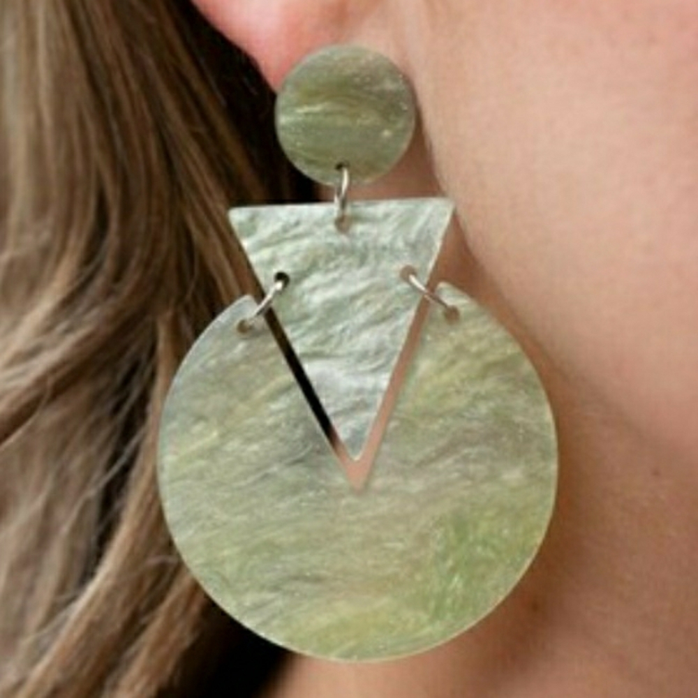 White Fox Boutique Green Geometric Earrings